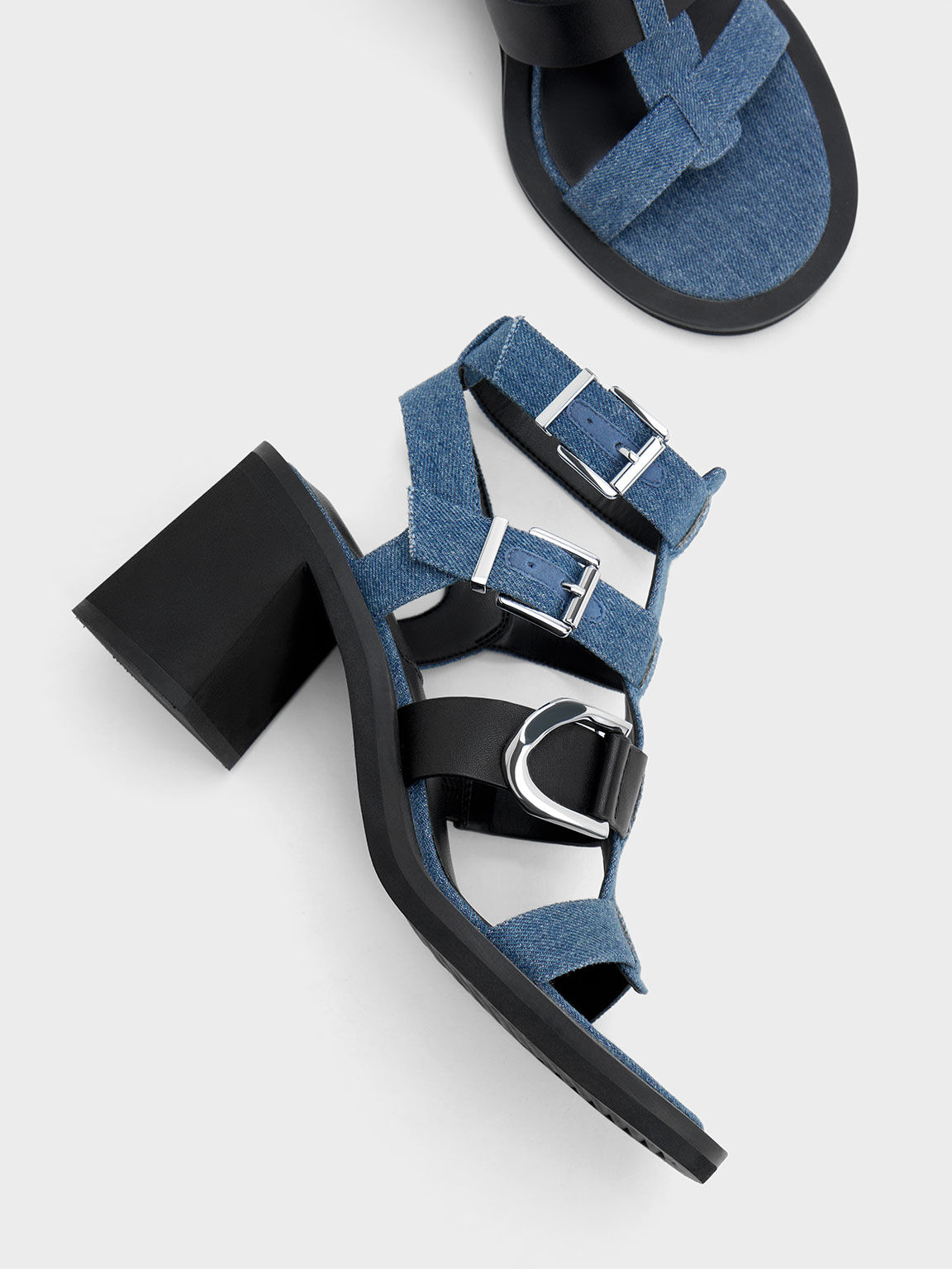 Women’s Gabine denim gladiator sandals in blue - CHARLES & KEITH