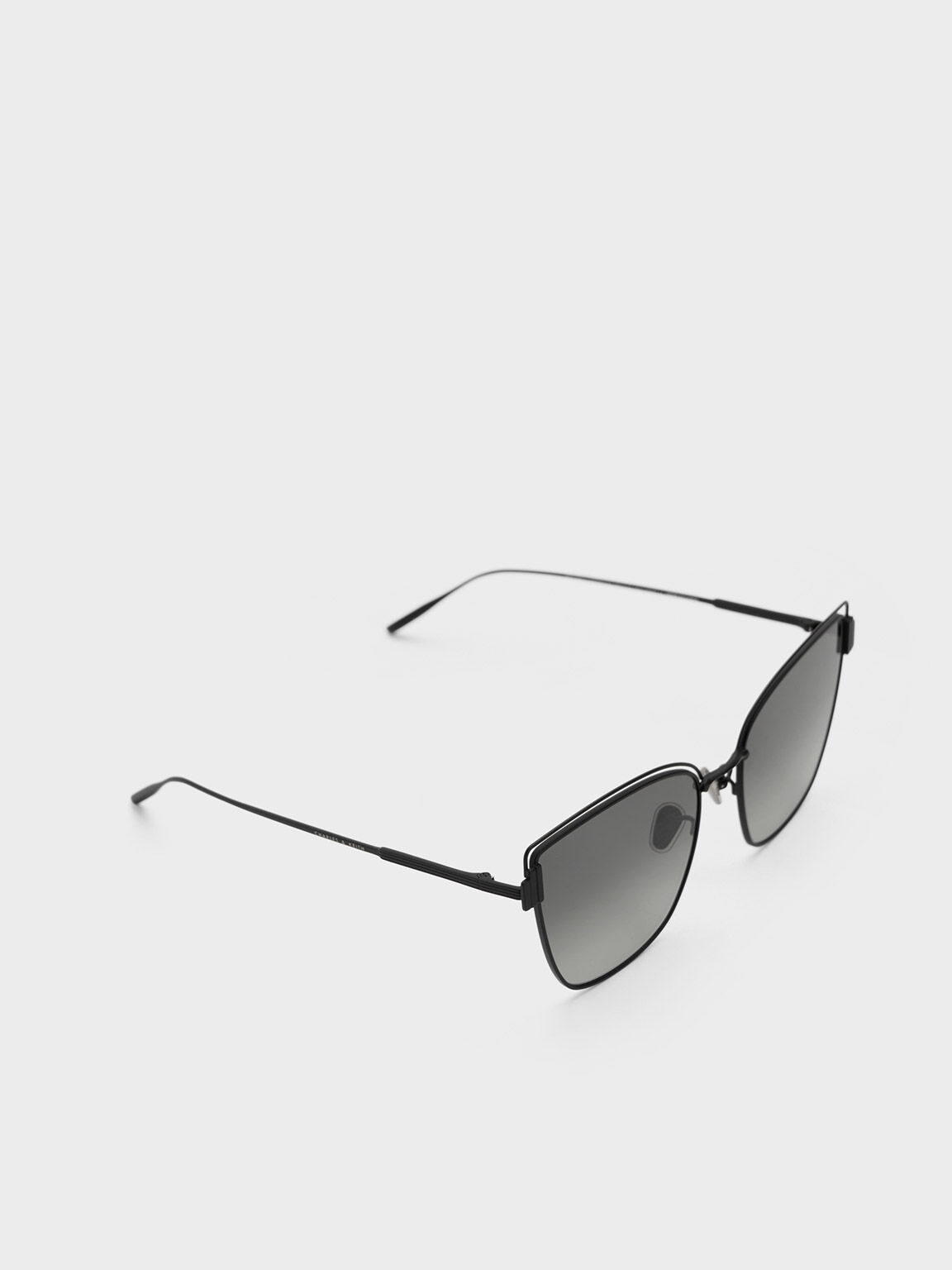 Wire-Frame Cat-Eye Sunglasses - Black