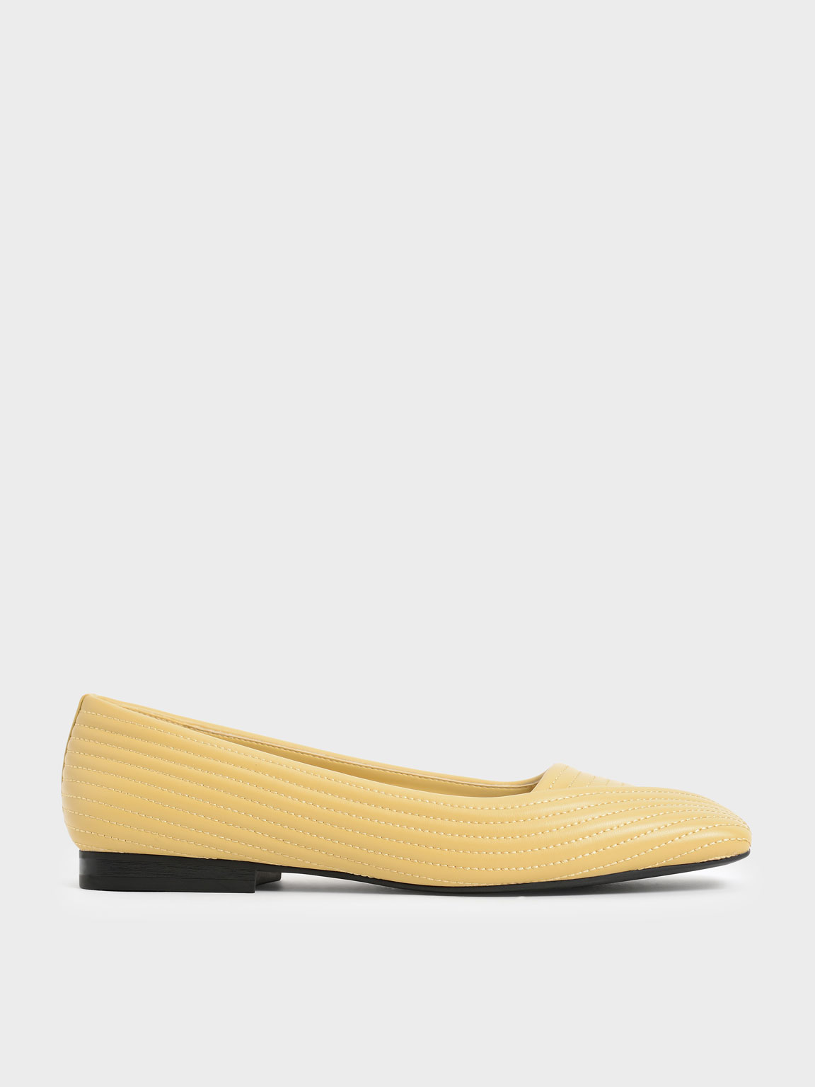 

Stitch-Trim Square Toe Ballerina Flats, Yellow