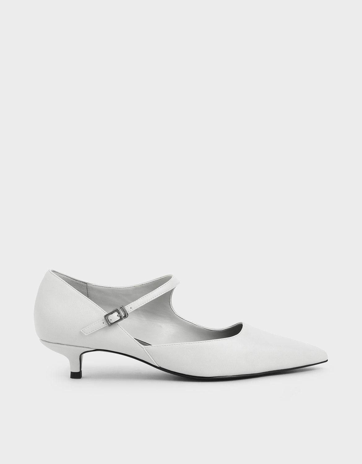 

Asymmetric Mary Jane Kitten Heels, White