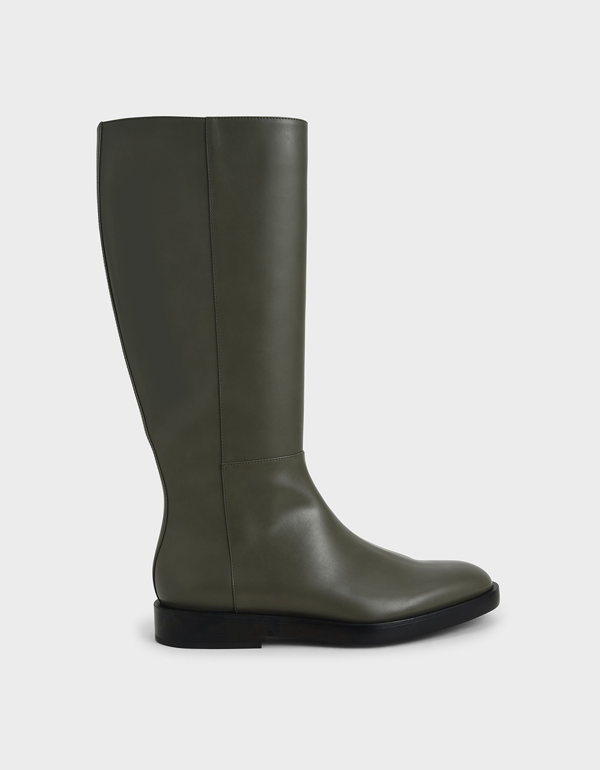 

Side Zip Knee High Boots, Military green