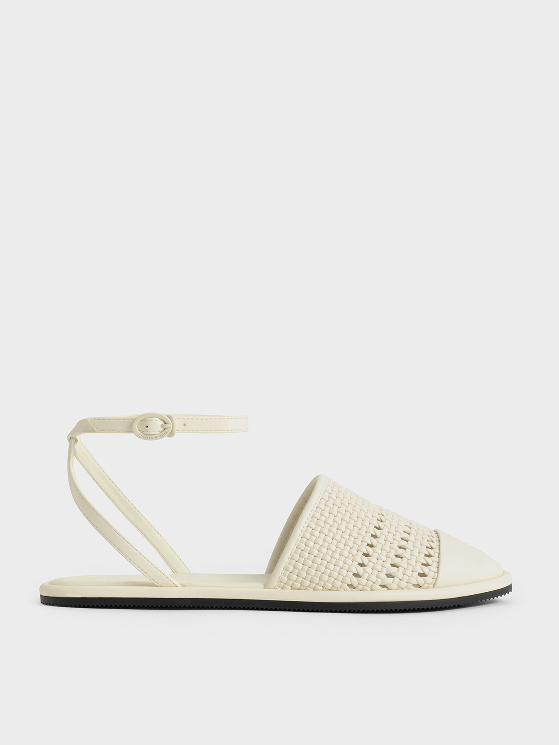 Charles & Keith - Woven Ankle-Strap Flats