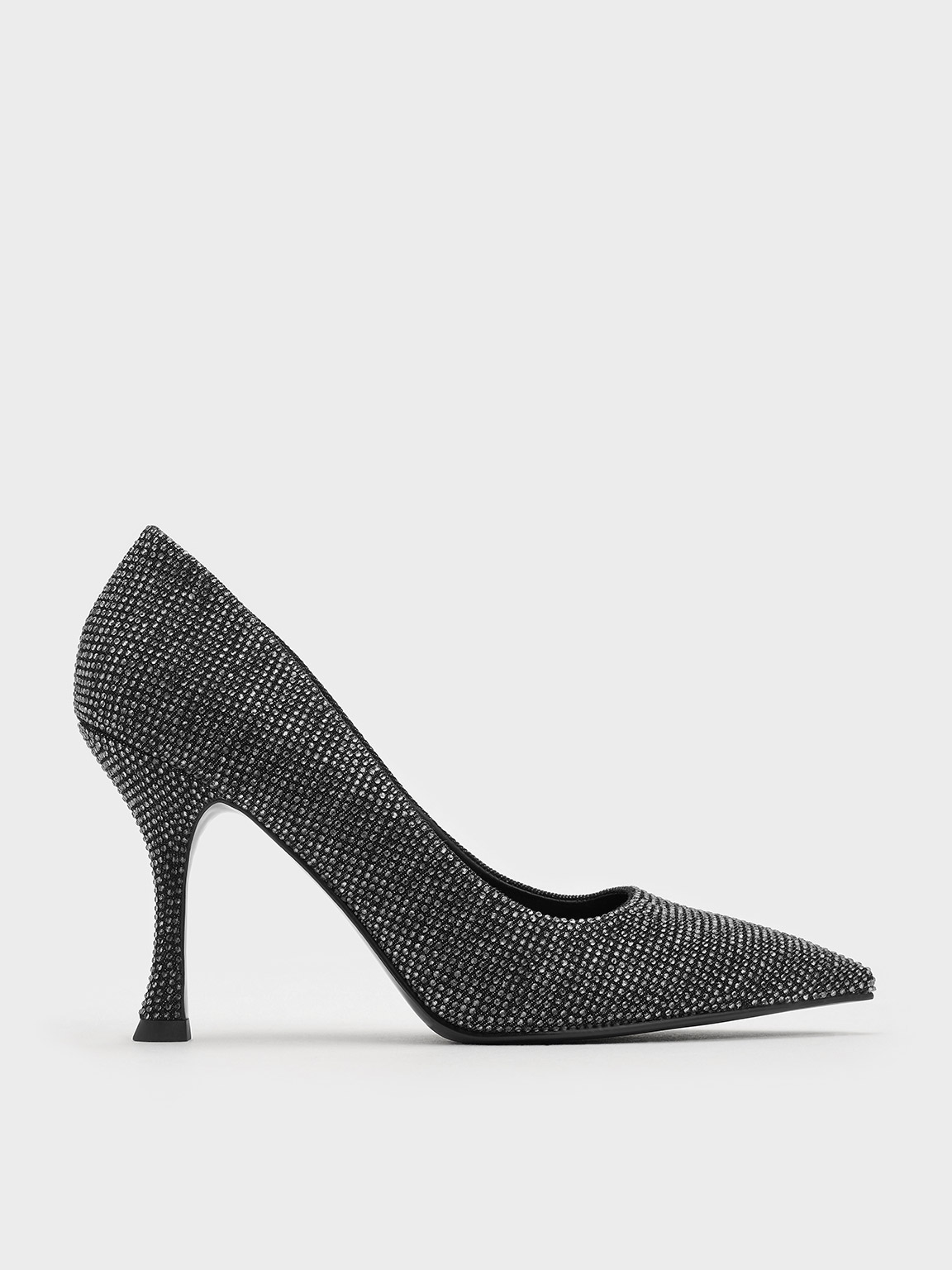 Charles & Keith - Denim Pointed-Toe Spool-Heel Pumps