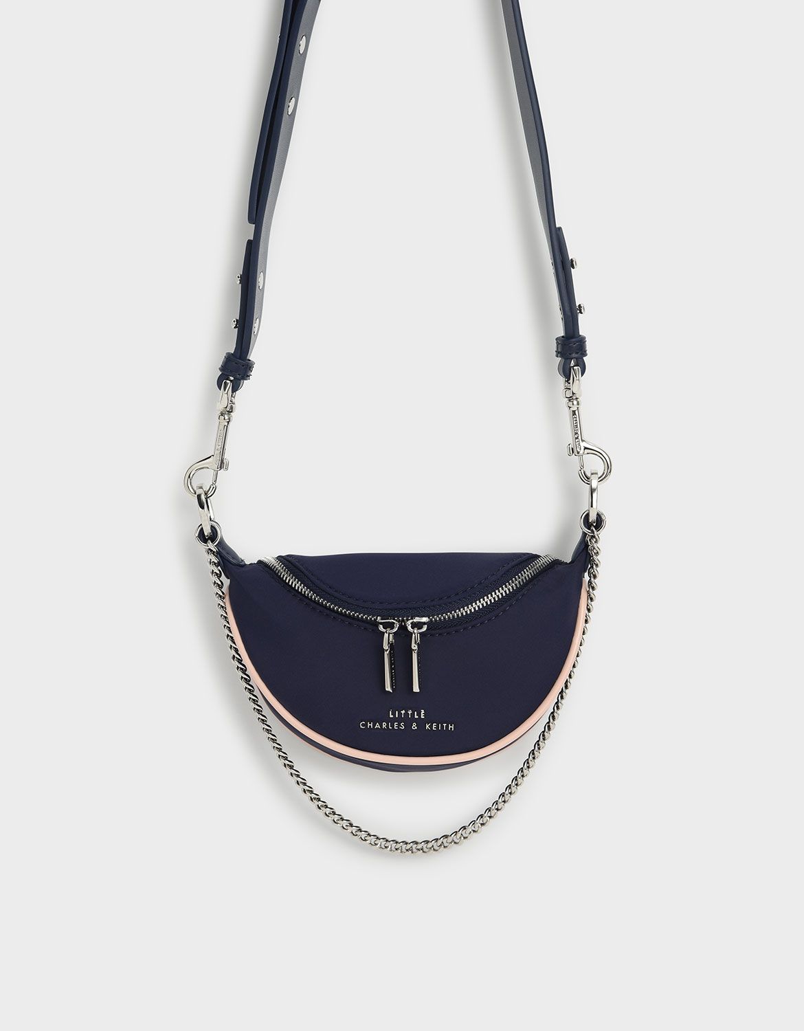 

Girls' Chain-Embellished Crossbody Bag, Dark blue