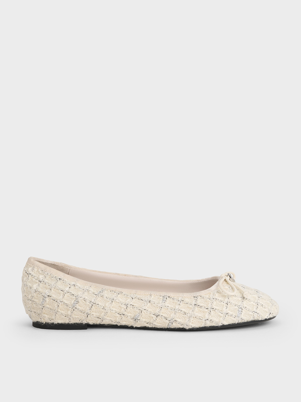 Charles & Keith - Tweed Bow Ballet Flats