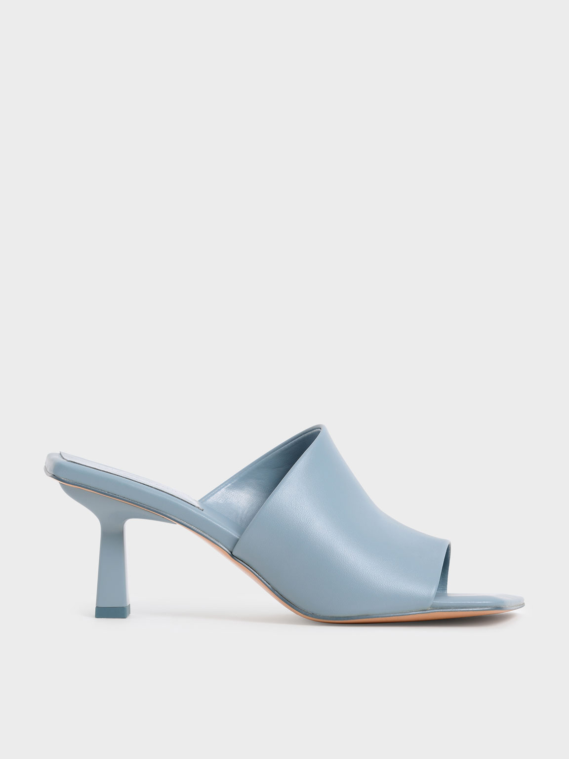 

Asymmetric Square Toe Mules, Slate blue