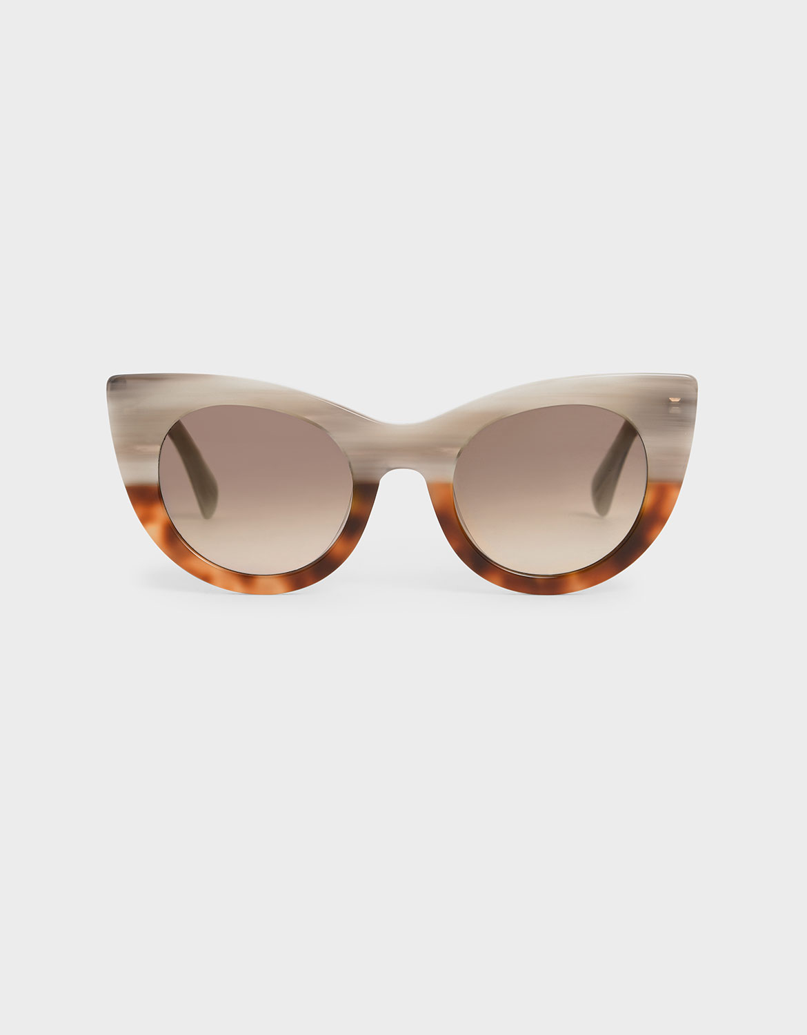 

Tortoiseshell Thick Frame Cat-Eye Sunglasses, T. shell