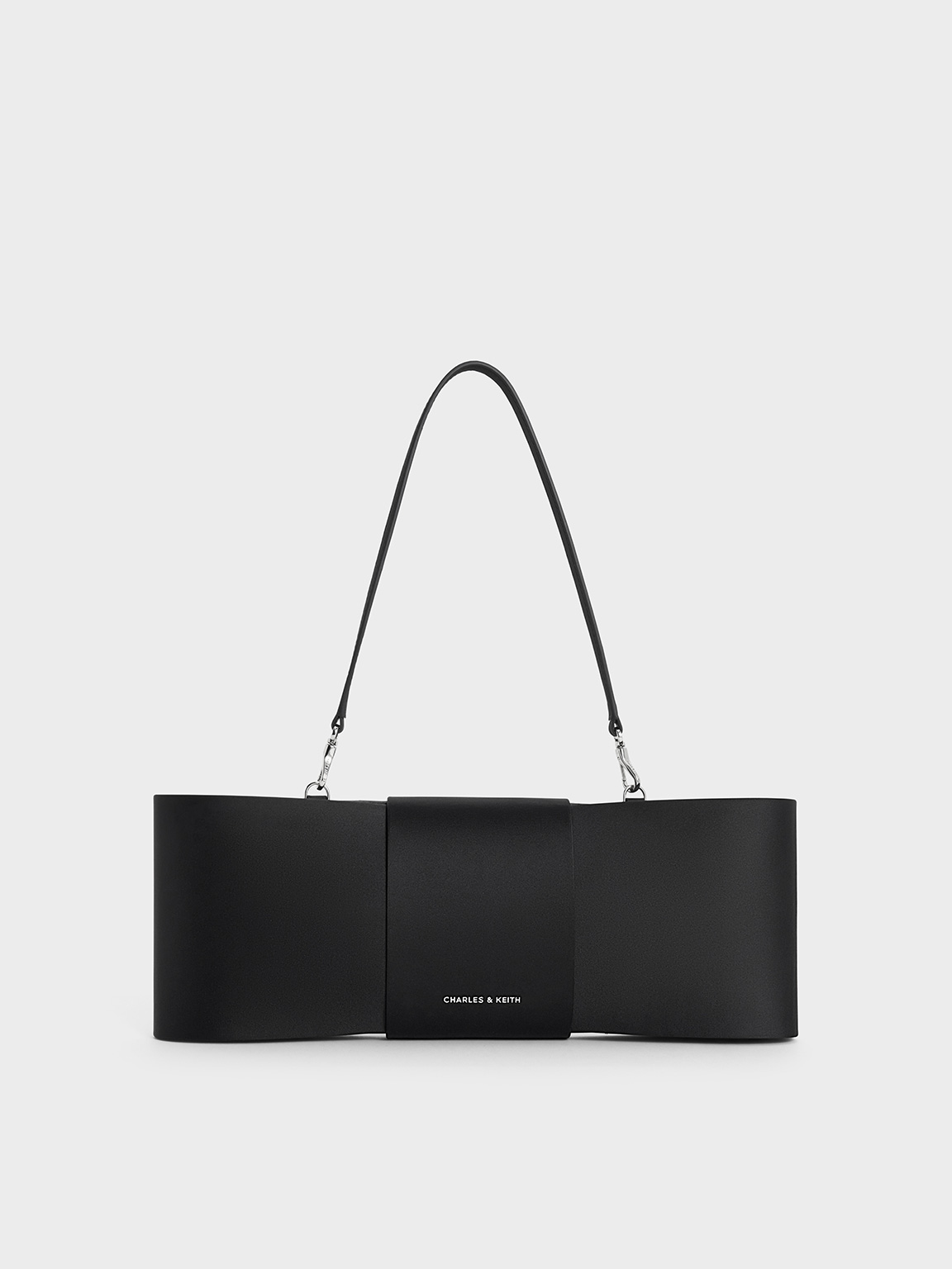 Charles & Keith - Satin Bow Elongated Shoulder Bag