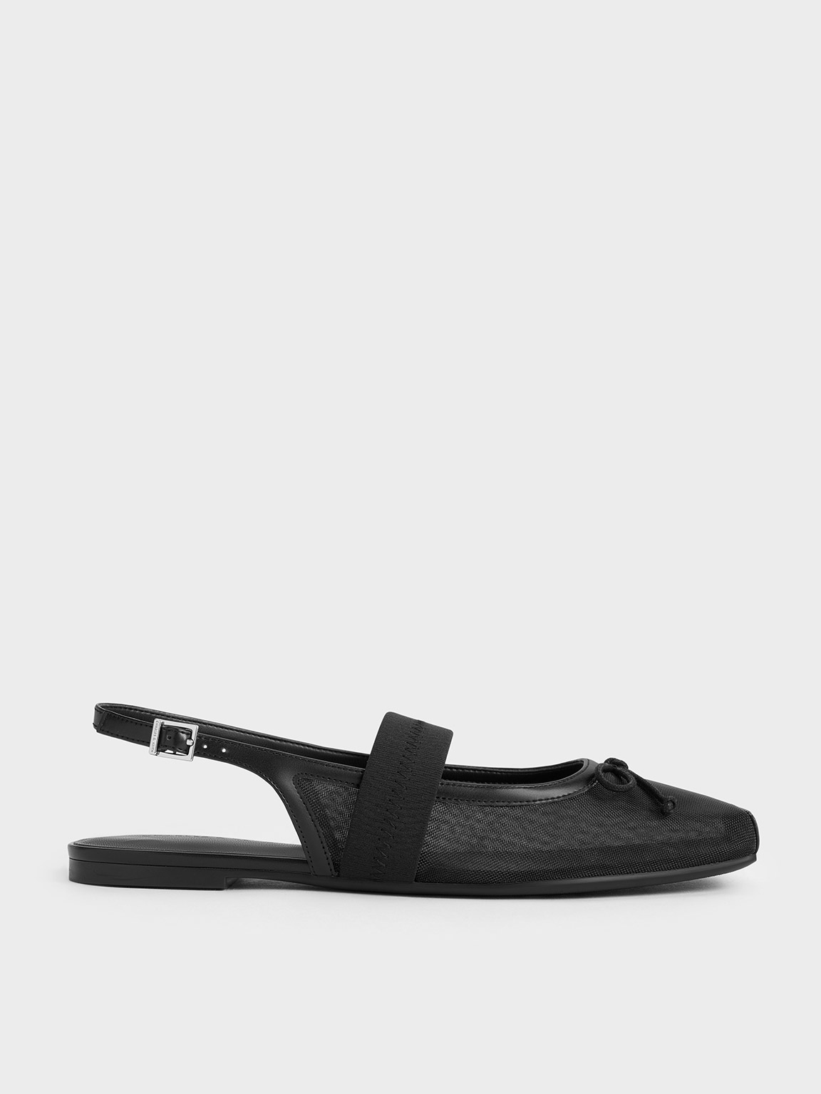 Charles & Keith - Lyric Mesh & Satin Bow Slingback Flats