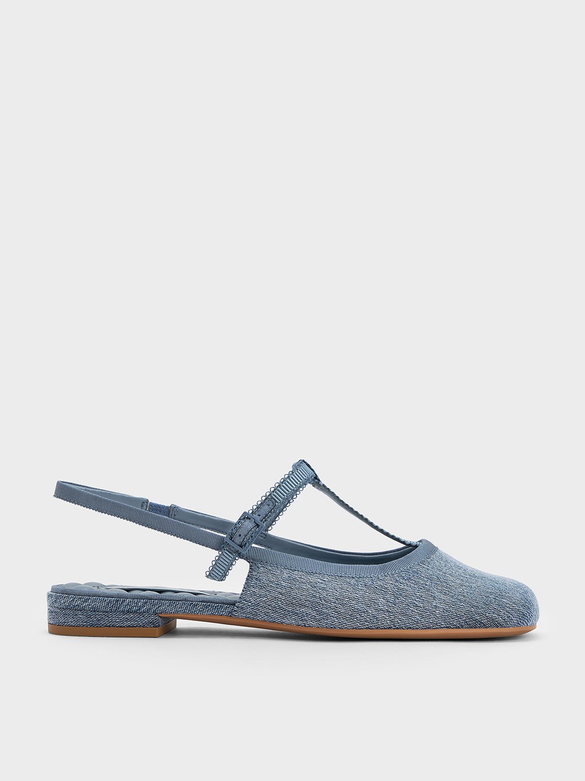 Charles & Keith - Denim T-Bar Mary Jane Slingback Flats