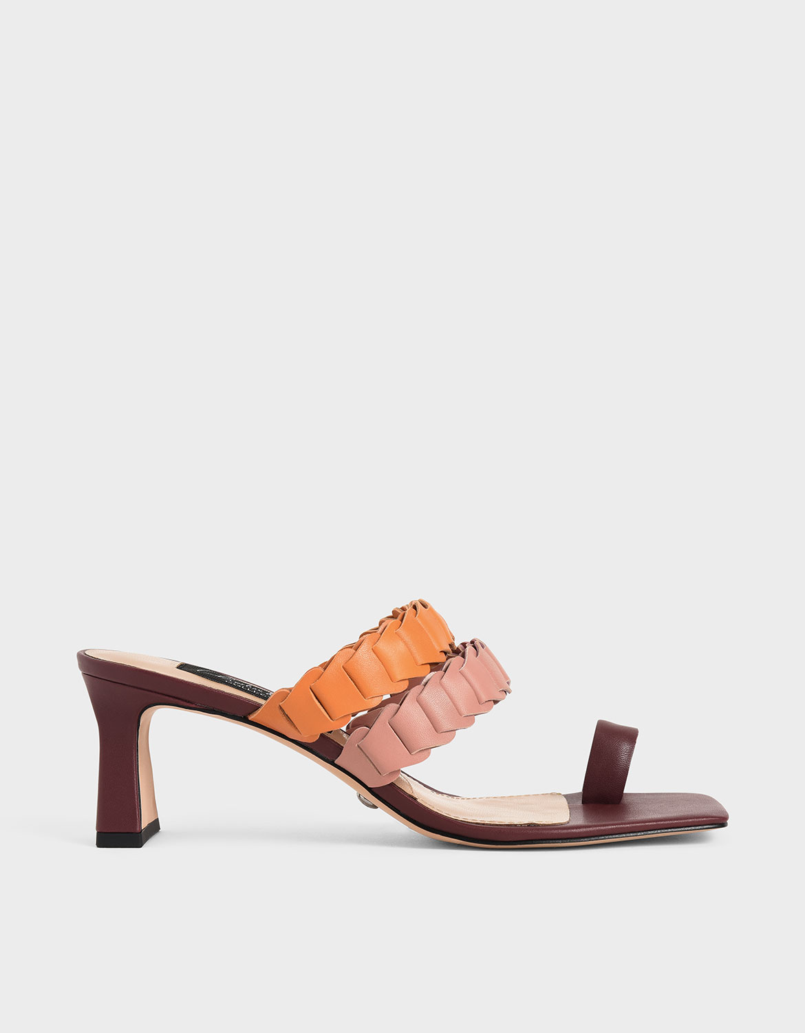 

Leather Pleated Strap Mules, Multi