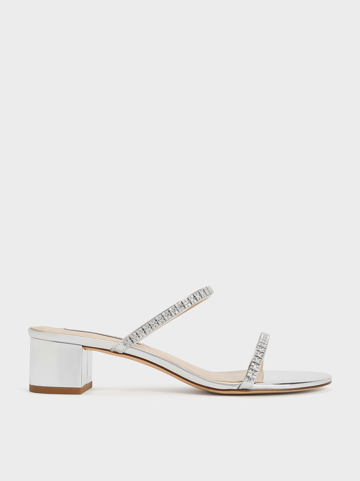 Charles & Keith - Ambrosia Metallic Gem-Embellished Mules