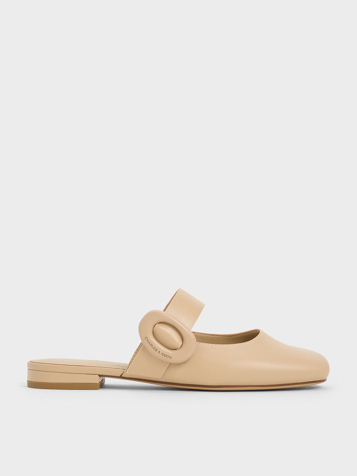 Charles & Keith - Oval-Buckle Flat Mules