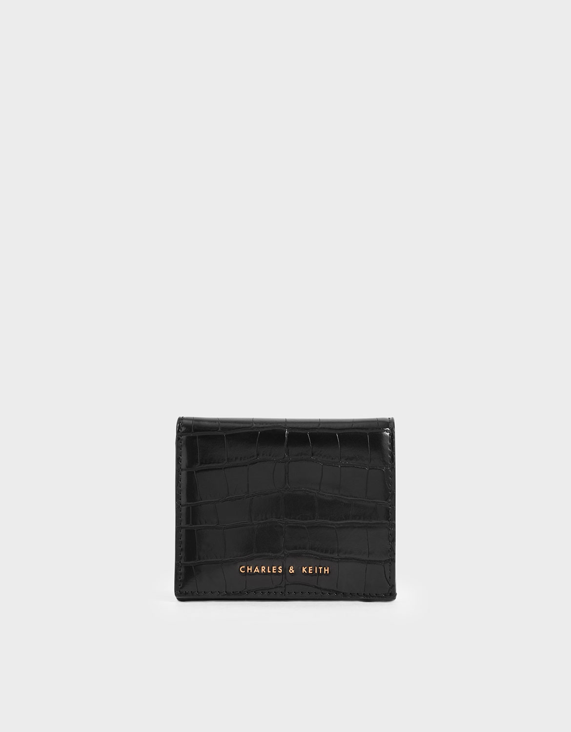 

Croc-Effect Small Wallet, Black