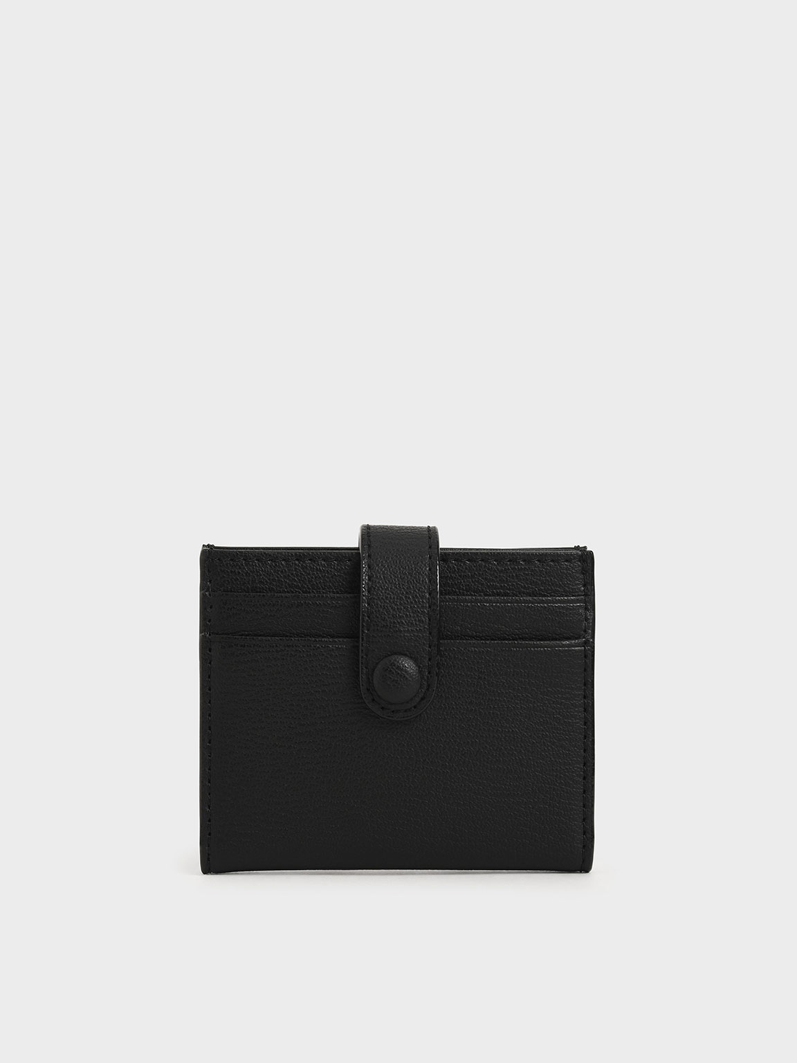 Black Snap Button Card Holder - CHARLES & KEITH UK