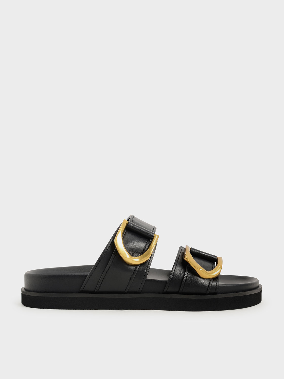 Charles & Keith - Gabine Buckled Leather Slides​