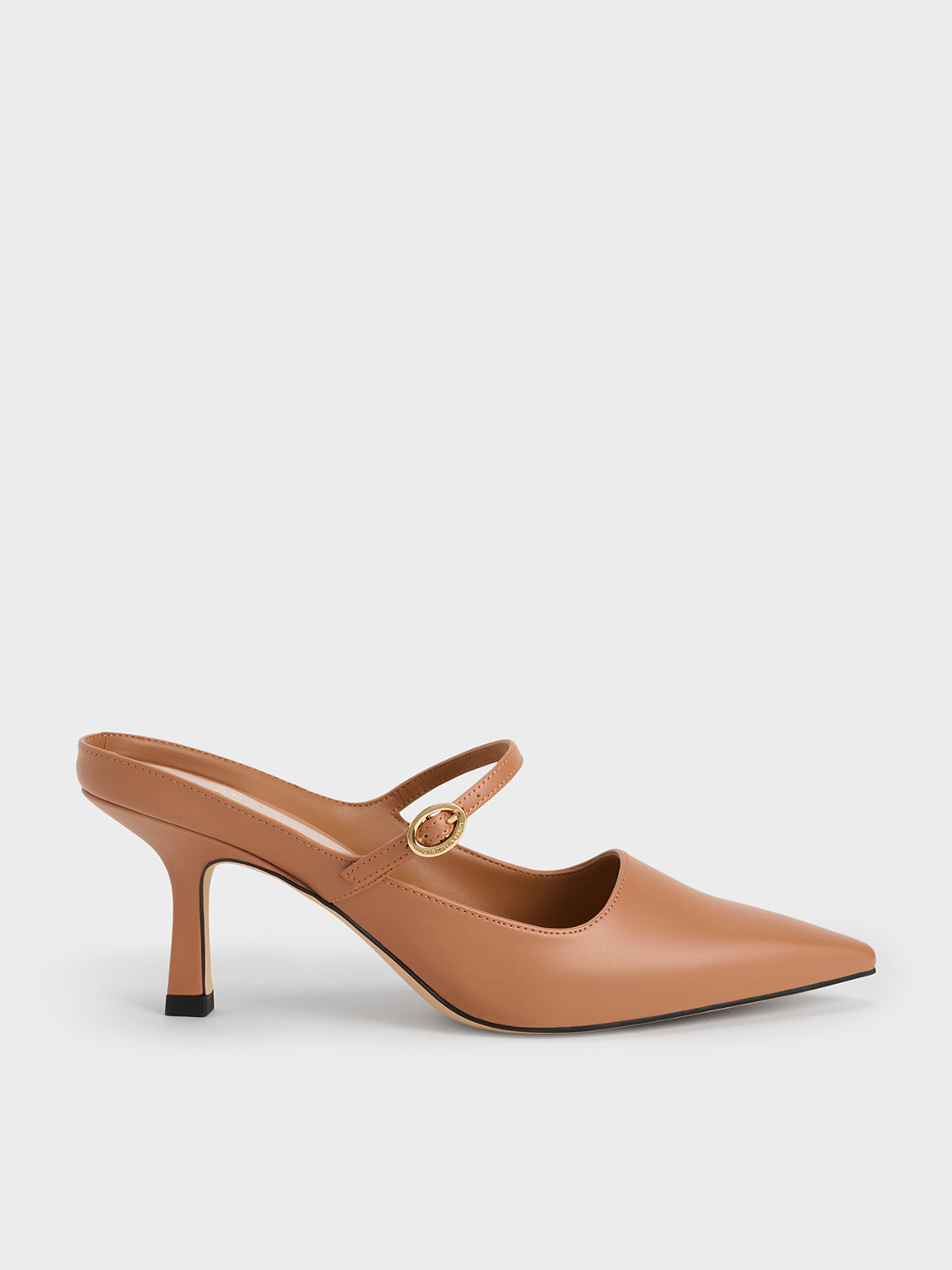 Charles & Keith Mary Jane Heeled Mules In Caramel
