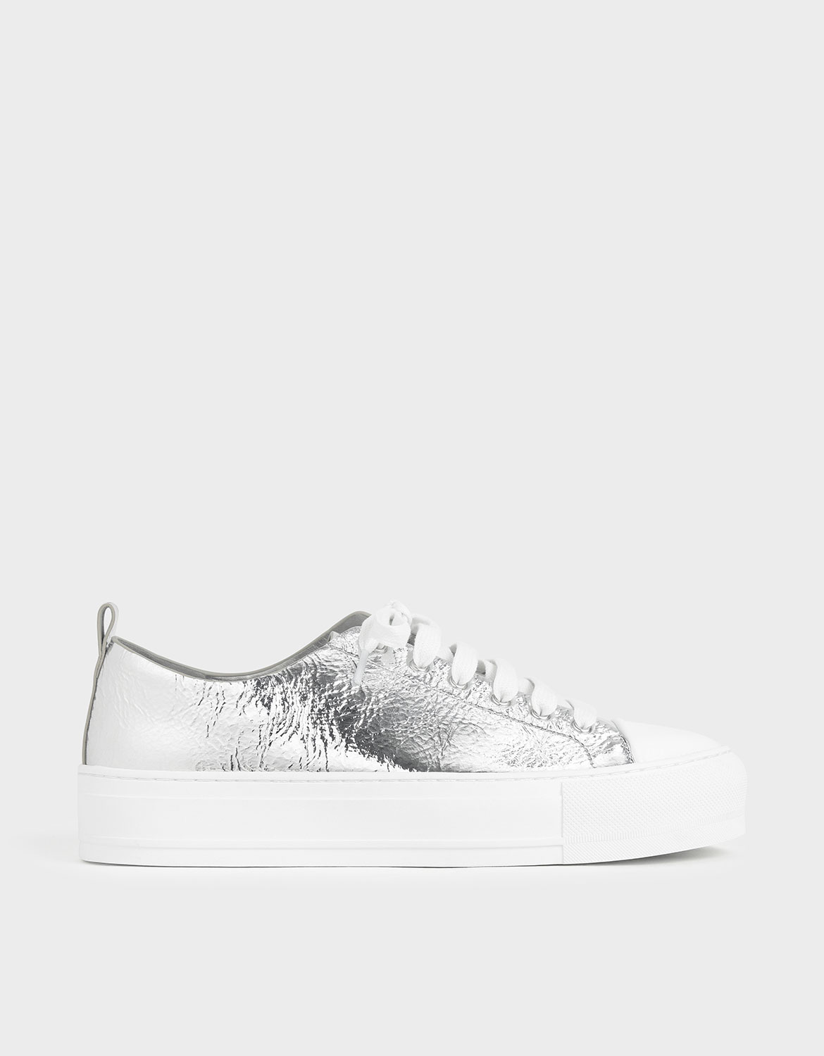 

Metallic Platform Sneakers, Silver