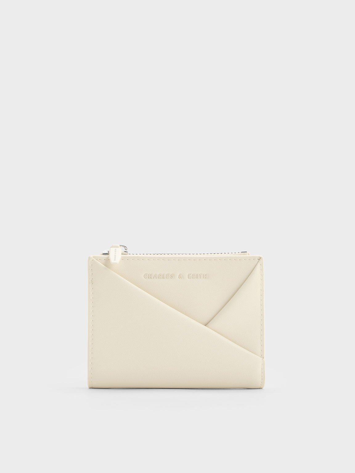 Cream Midori Geometric Top-Zip Wallet | CHARLES & KEITH UK