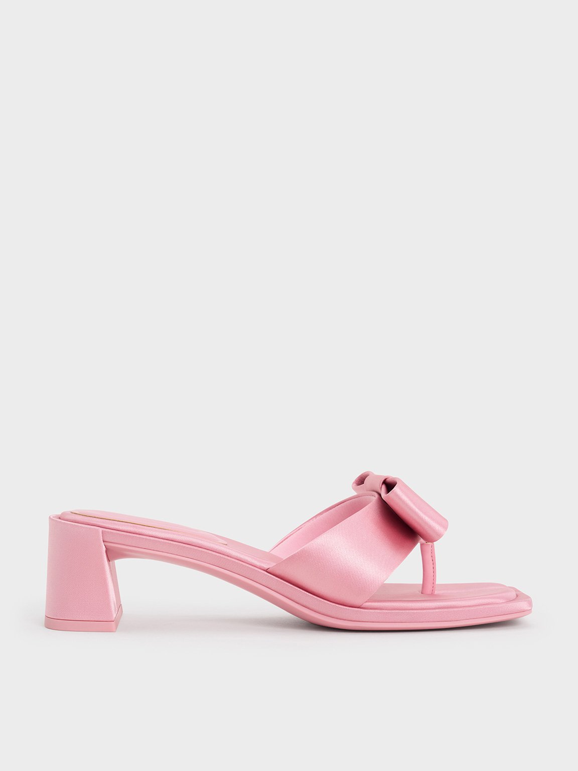 Charles & Keith - Satin Bow Heeled Thong Sandals