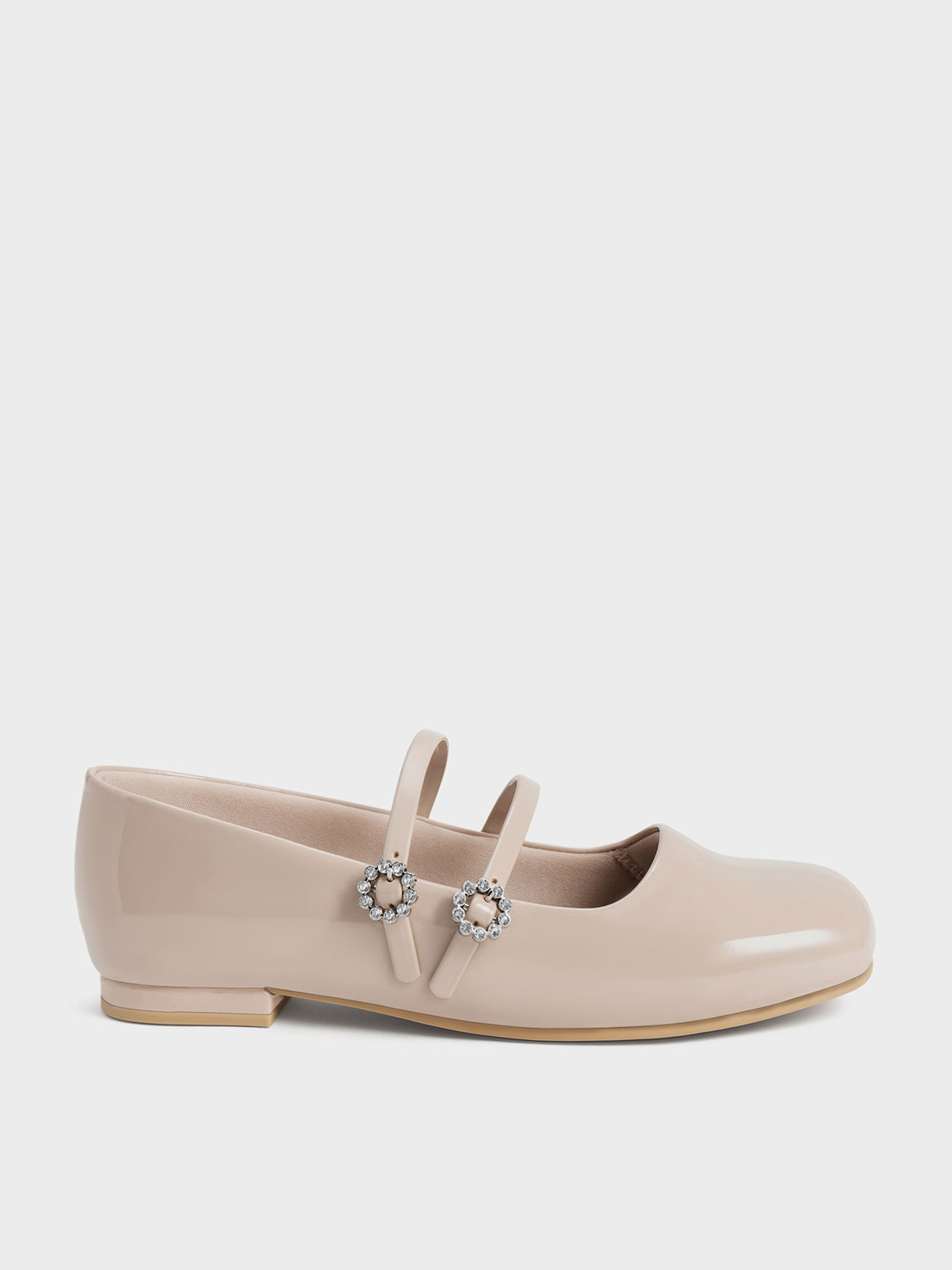 Charles & Keith - Girls' Gem-Embellished Patent Mary Janes