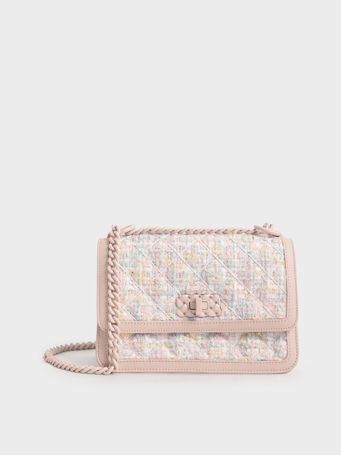 Charles & Keith - Micaela Tweed Quilted Chain Bag