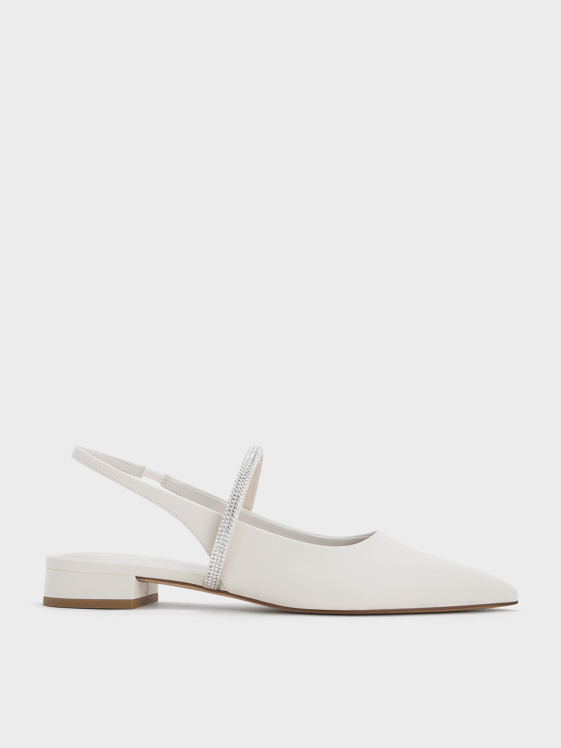 Charles & Keith - Crystal-Strap Pointed-Toe Slingback Flats