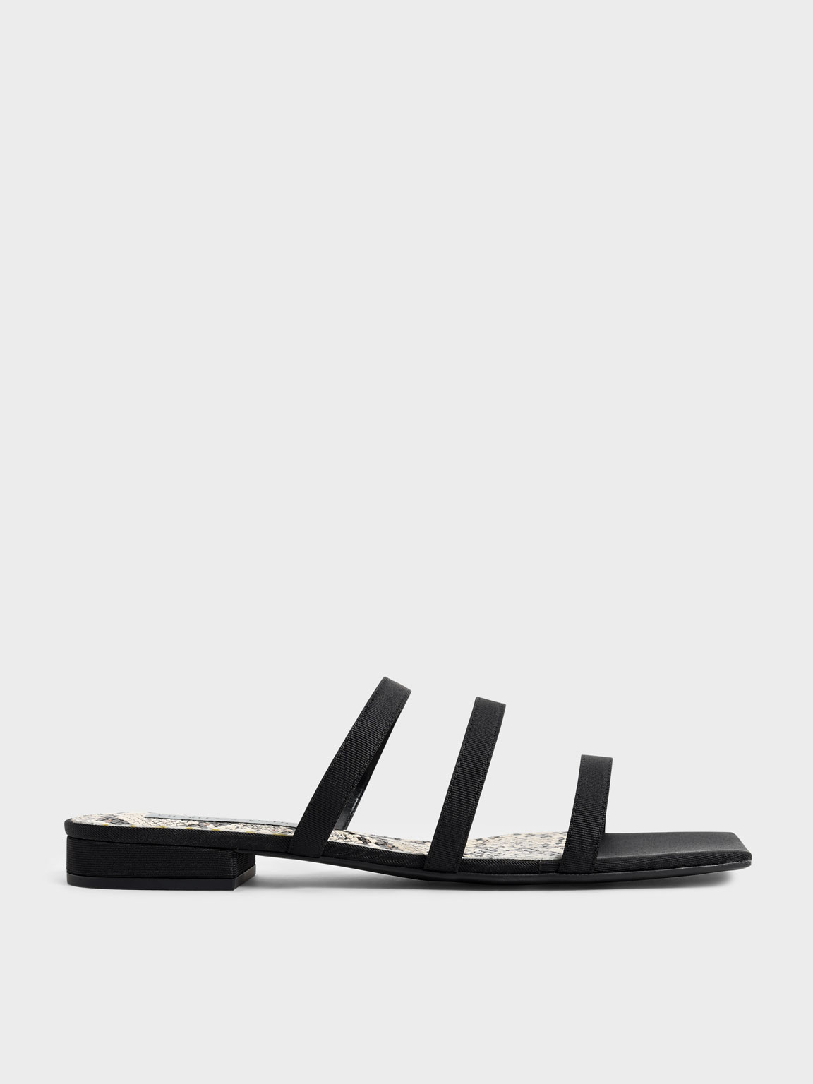 

Grosgrain Snake Print Slide Sandals