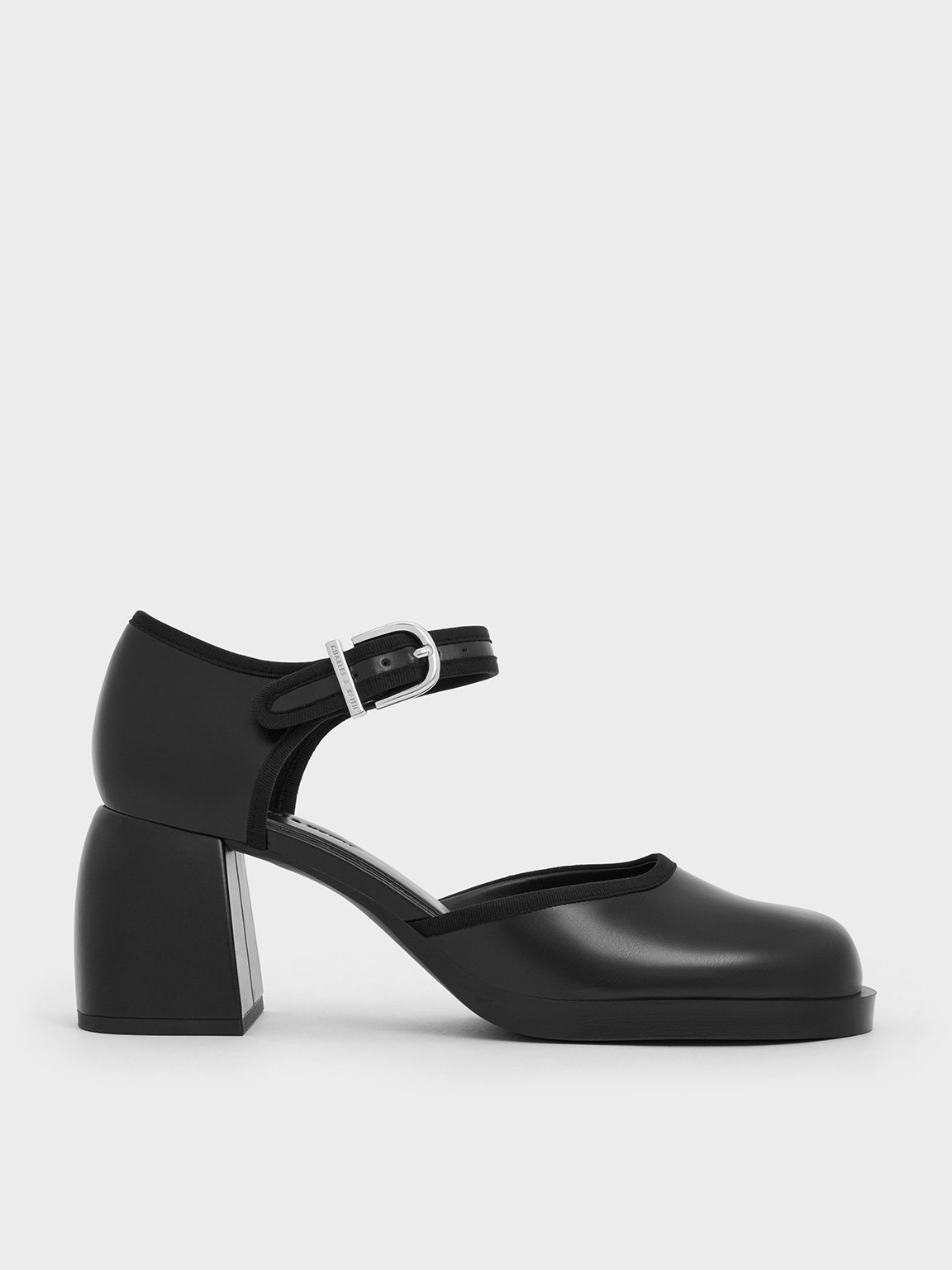 Charles & Keith - Block-Heel Ankle-Strap D'Orsay Pumps