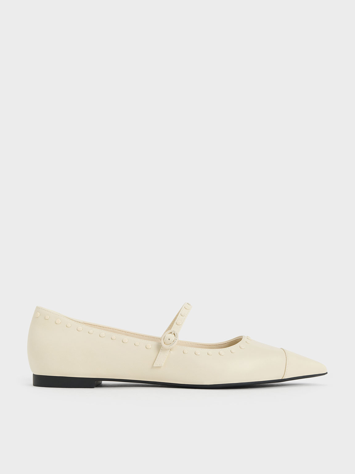 Charles & Keith - Studded Pointed-Toe Mary Jane Flats