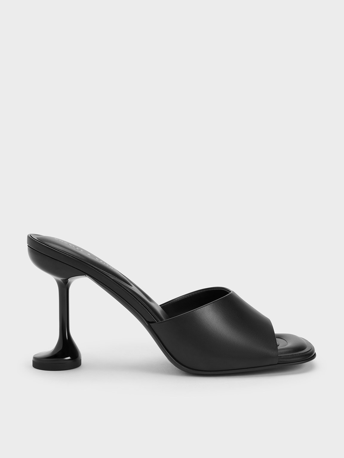 Charles & Keith Celestine Sculptural Heel Mules In Black