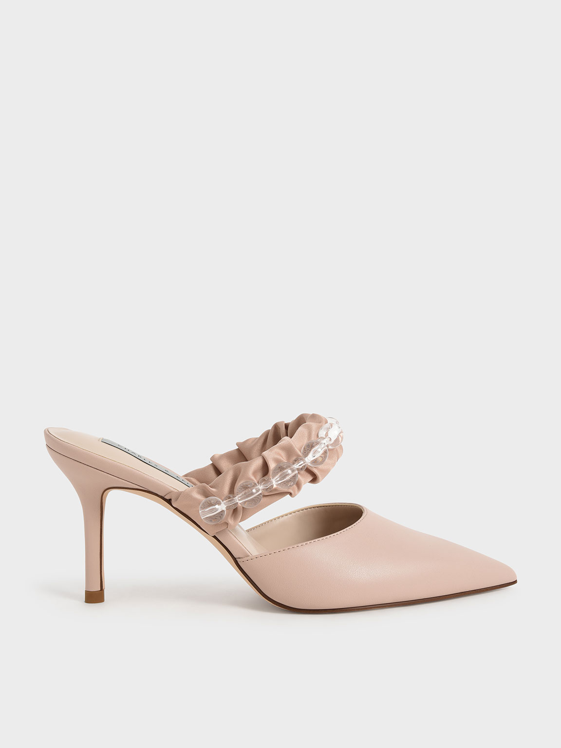 

Ruched Satin Strap Mules