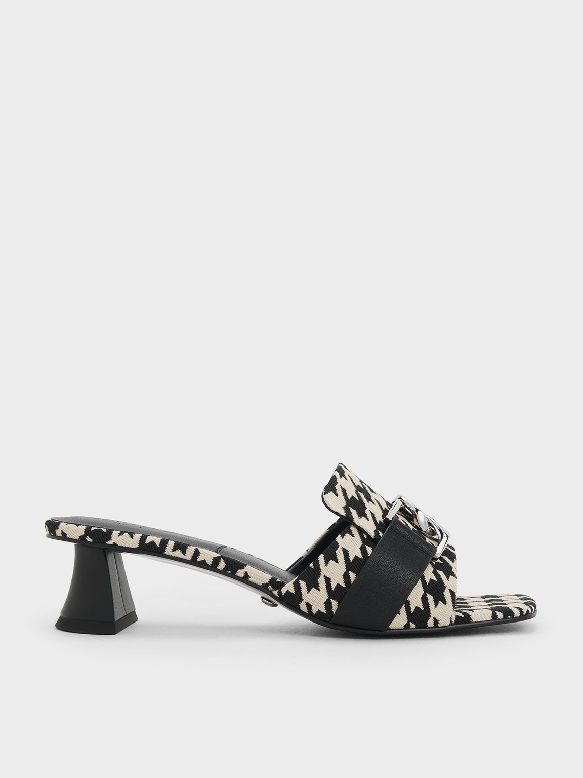 Charles & Keith - Gabine Houndstooth Leather Heeled Mules