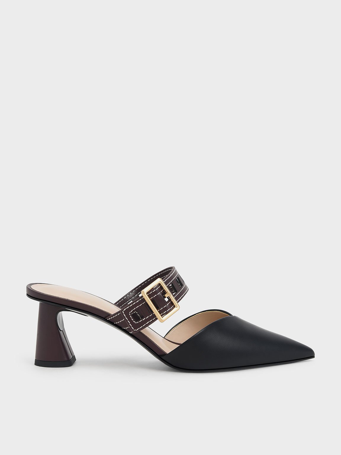 Charles & Keith - Sepphe Cut-Out Strap Heeled Mule Pumps