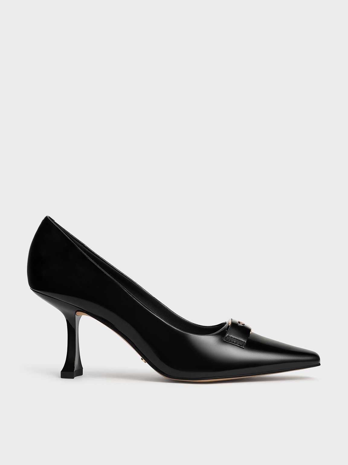 Charles & Keith - Leather Sculptural-Heel Square-Toe Pumps