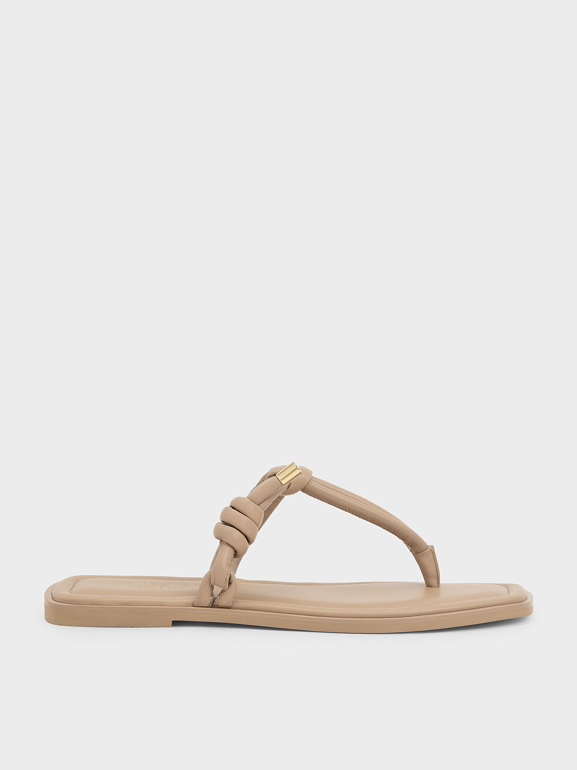 

Leather Knotted Tubular Strap Thong Sandals
