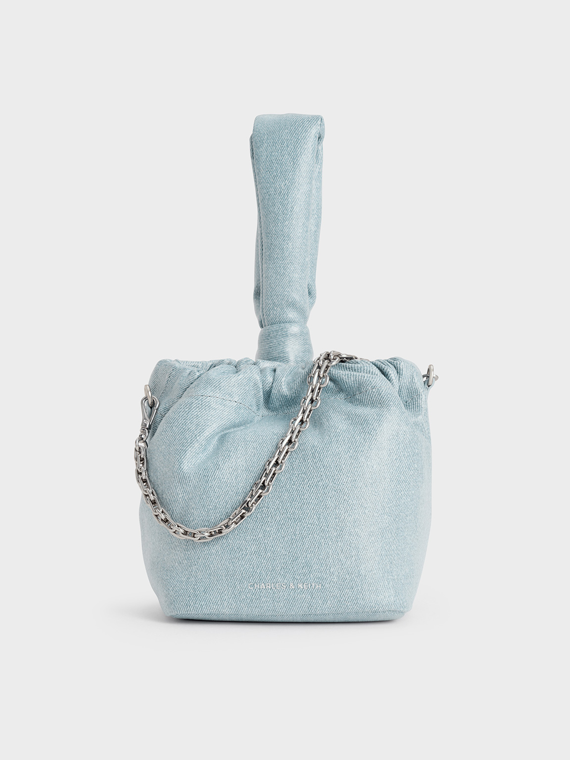 Charles & Keith - Caia Denim Knotted Dumpling Bag In Blue