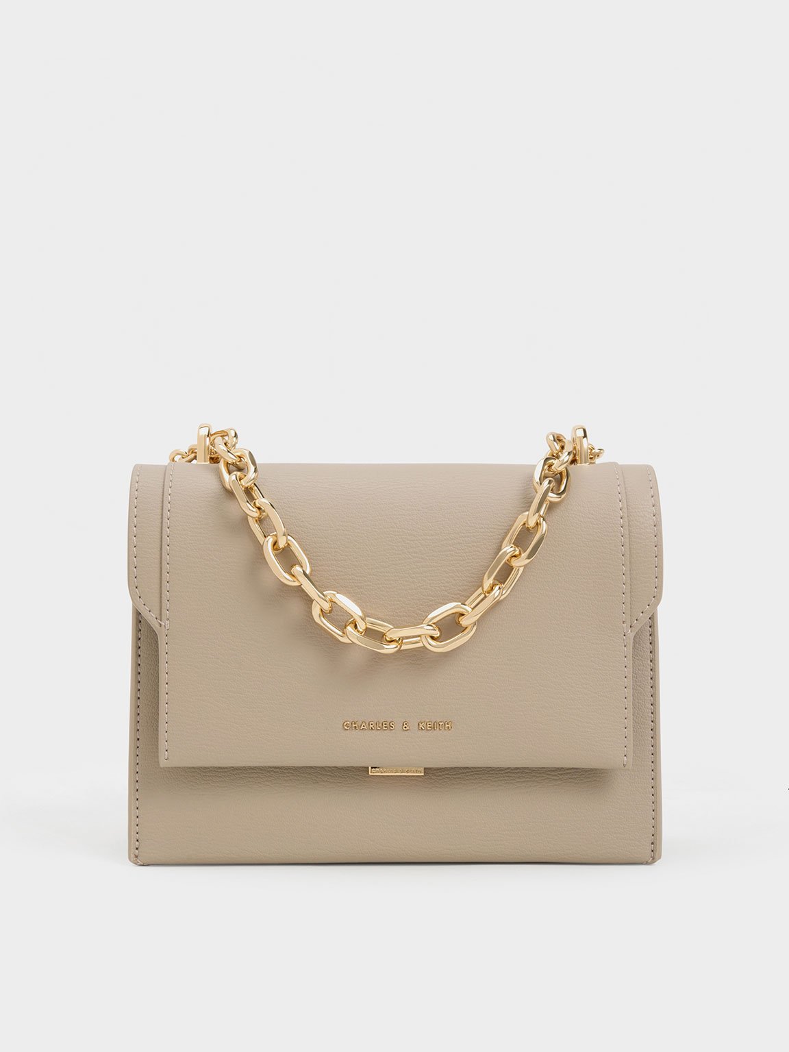 Charles & Keith - Front Flap Chain Handle Crossbody Bag