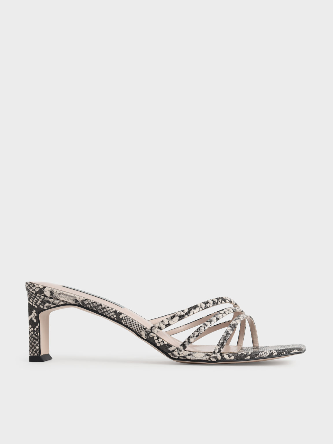 

Snake Print Asymmetric Strappy Sandals, Animal print natural