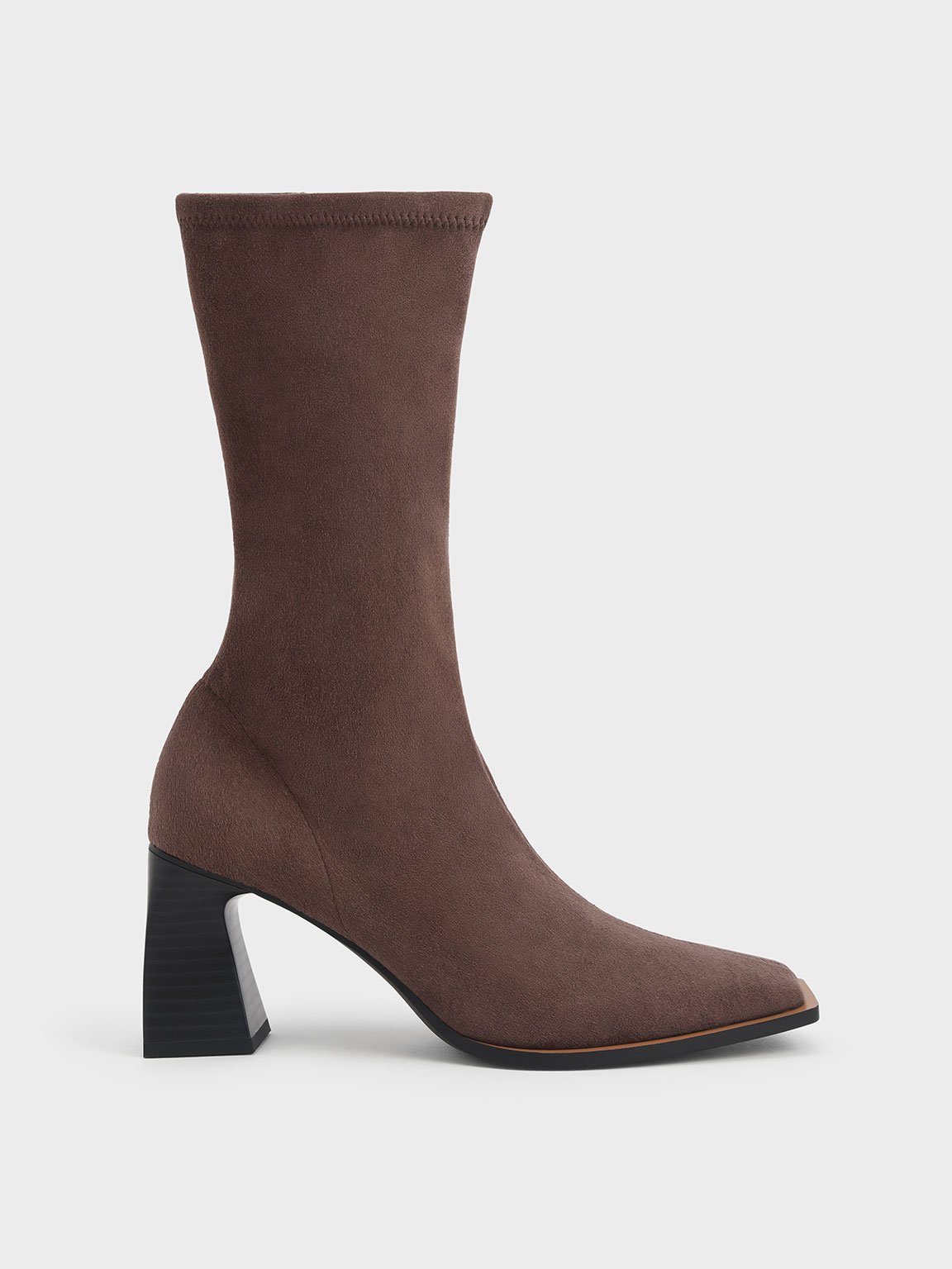 

Side-Zip Sculptural Heel Textured Calf Boots