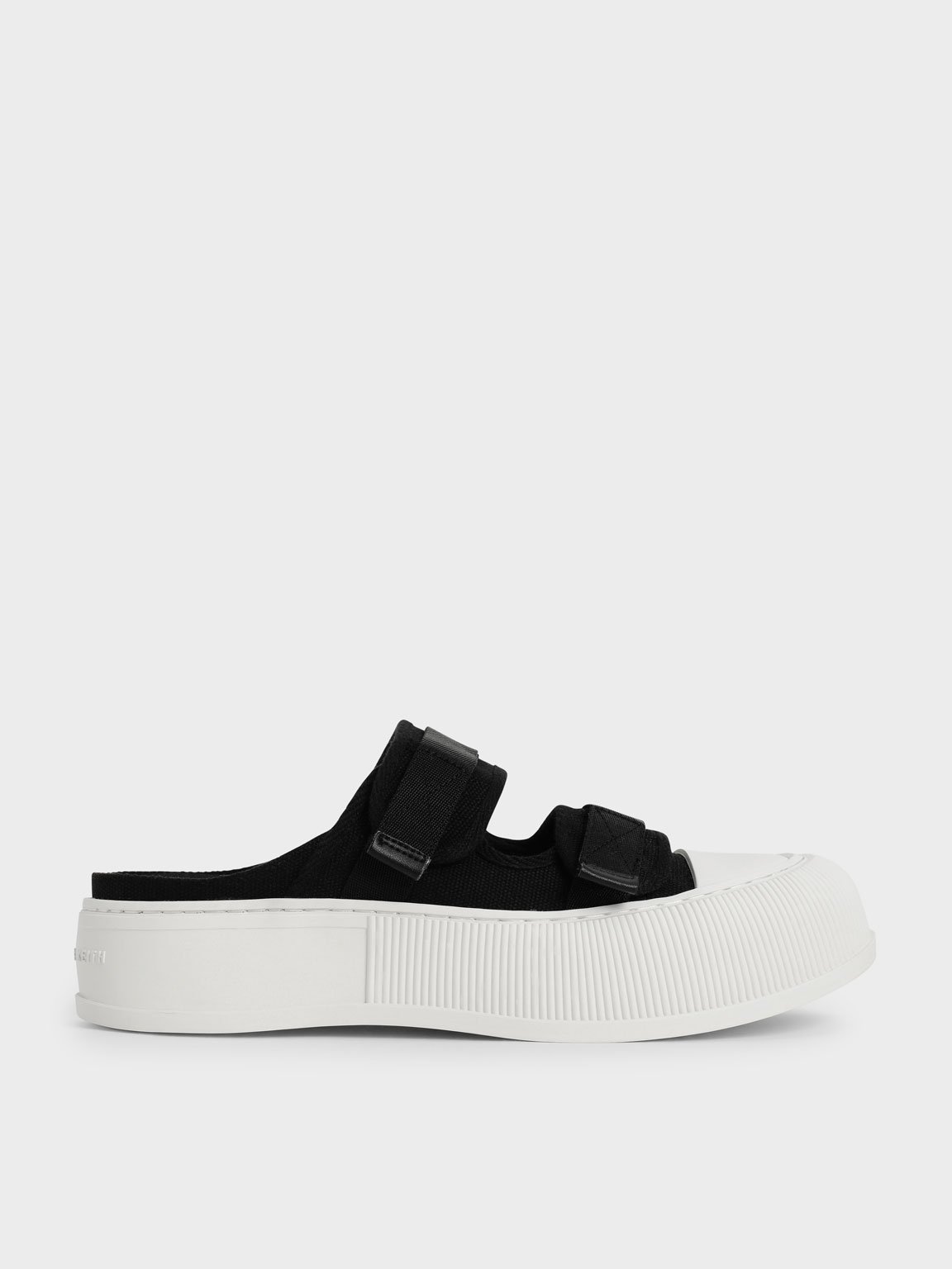 

Canvas Velcro Sneaker Mules, Black