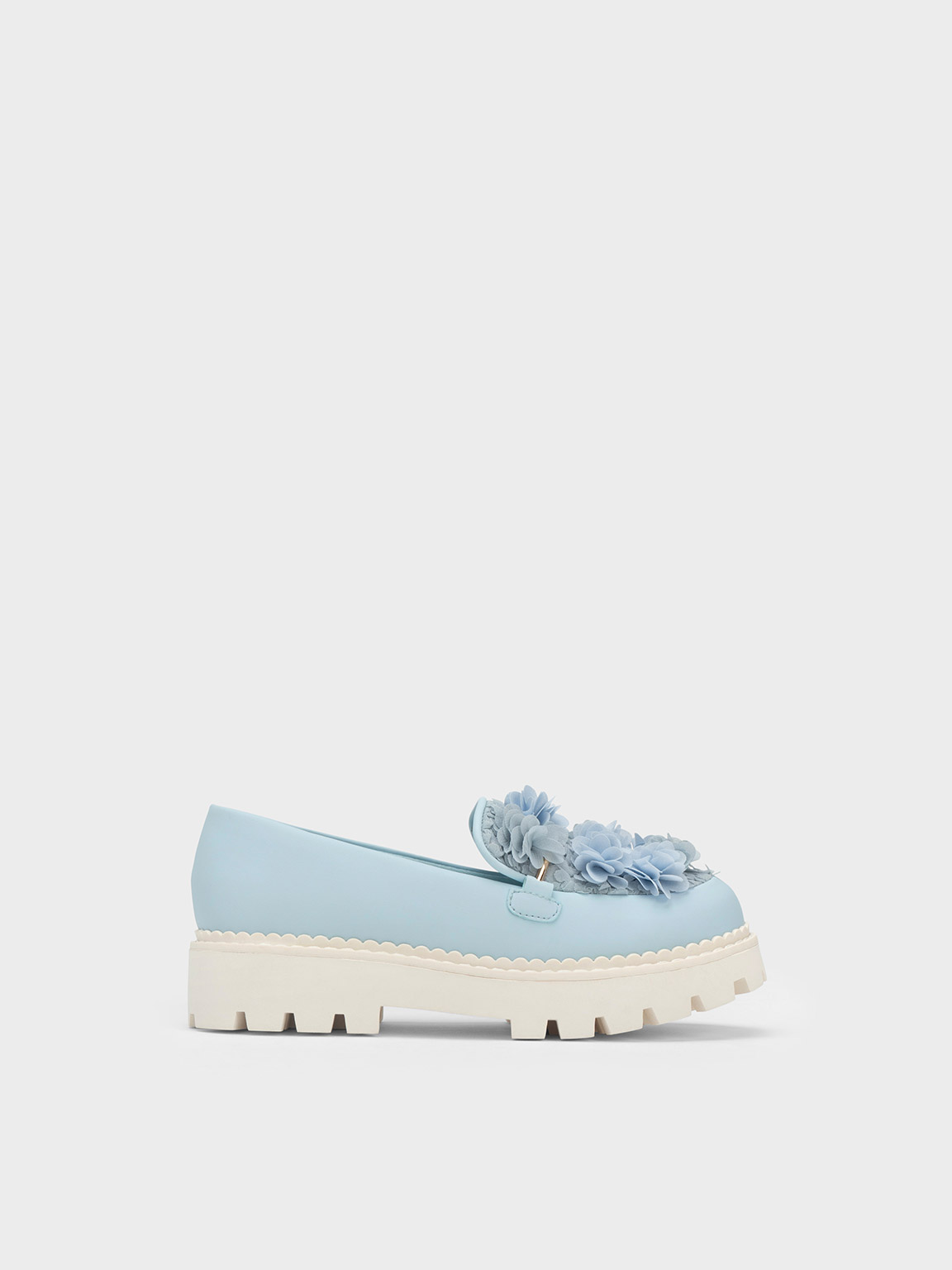 Charles & Keith - Girls' Floral Mesh Loafers In Light Blue