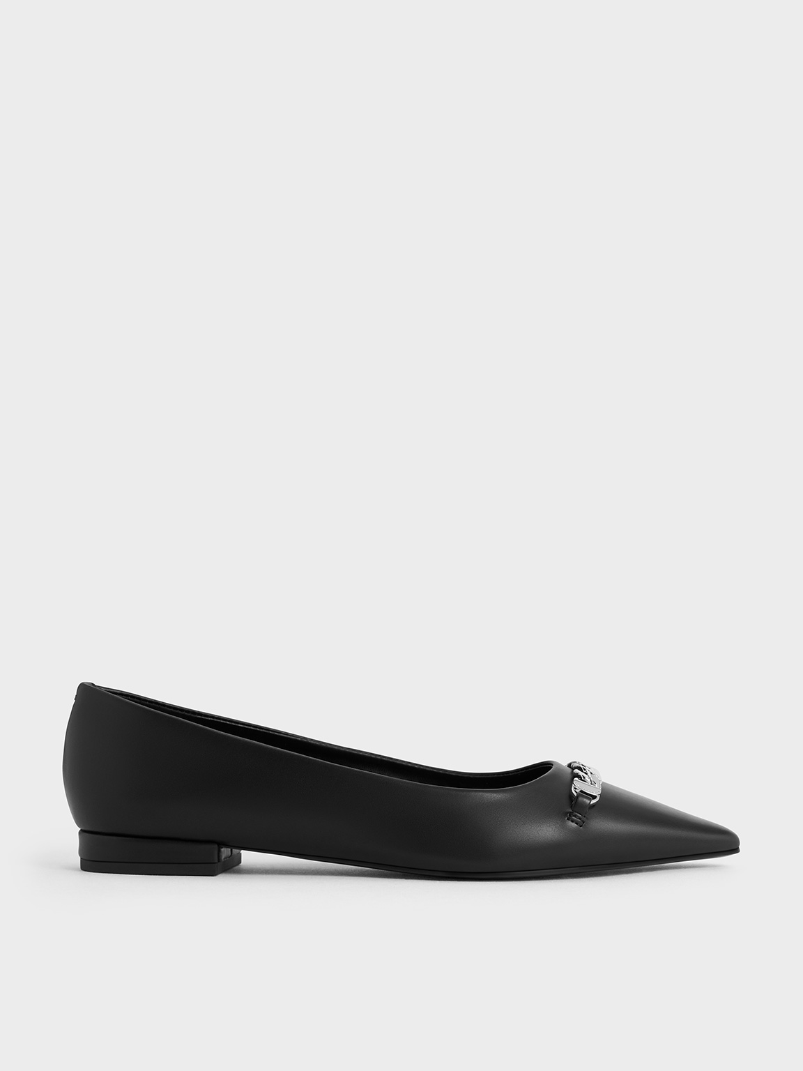 Charles & Keith - Chain-Link Pointed-Toe Ballet Flats