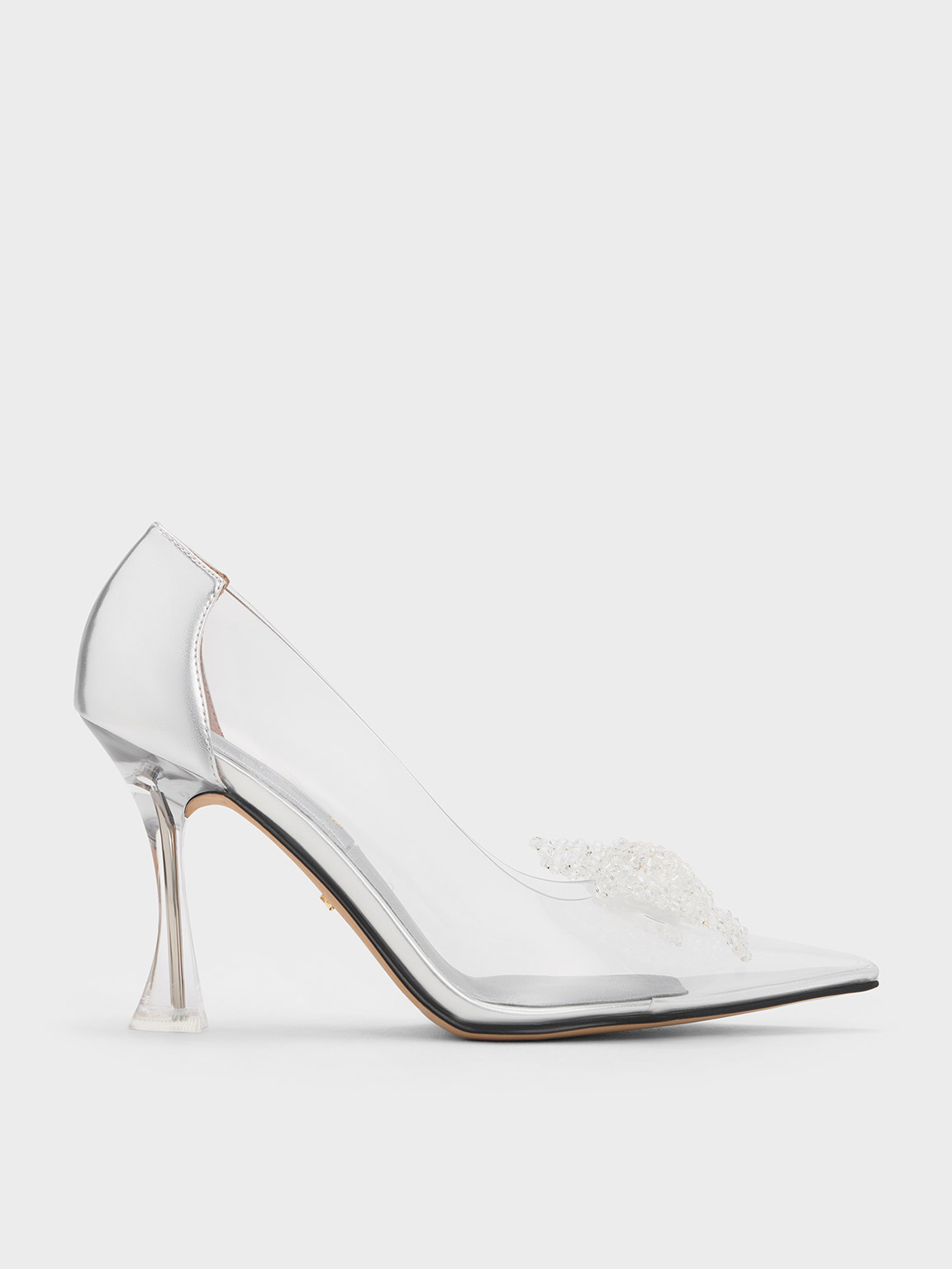 Charles & Keith - See-Through Beaded Bow Pumps