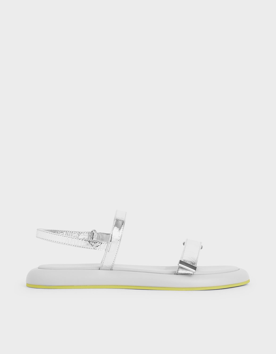 

Metallic Velcro Strap Sandals, Silver