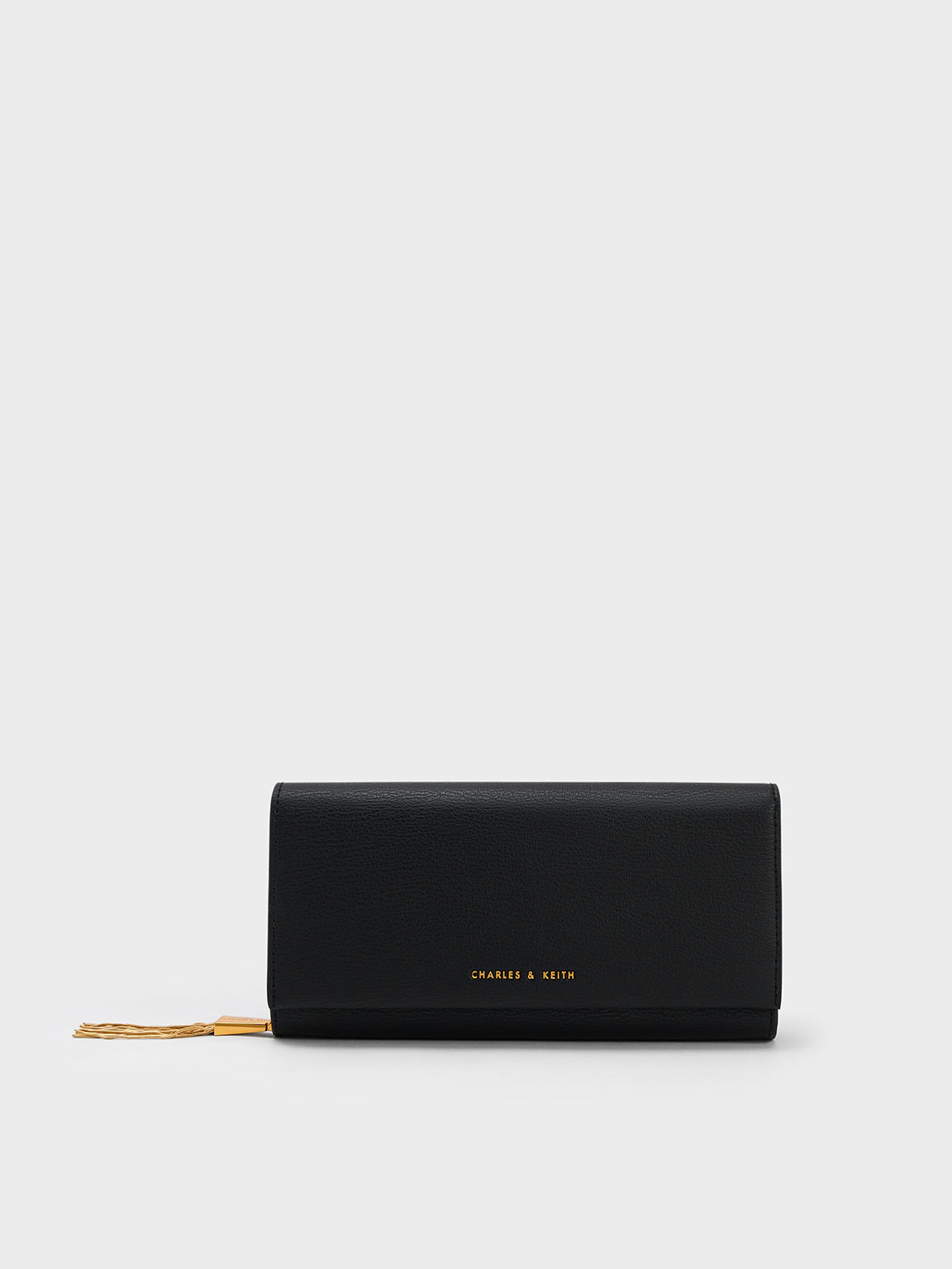 Charles & Keith Tassel Detail Long Wallet In Black