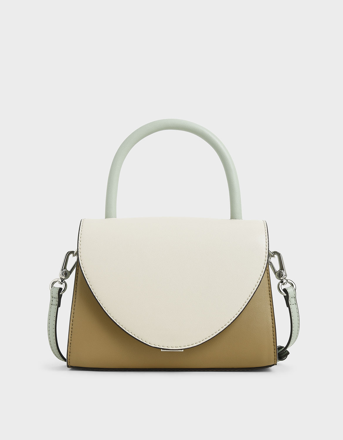 

Two-Tone Structured Top Handle Bag, Multi