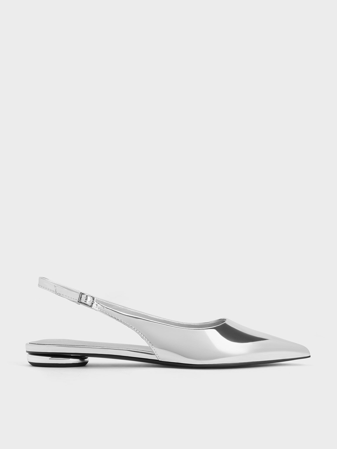 Charles & Keith - Metallic Pointed-Toe Slingback Flats