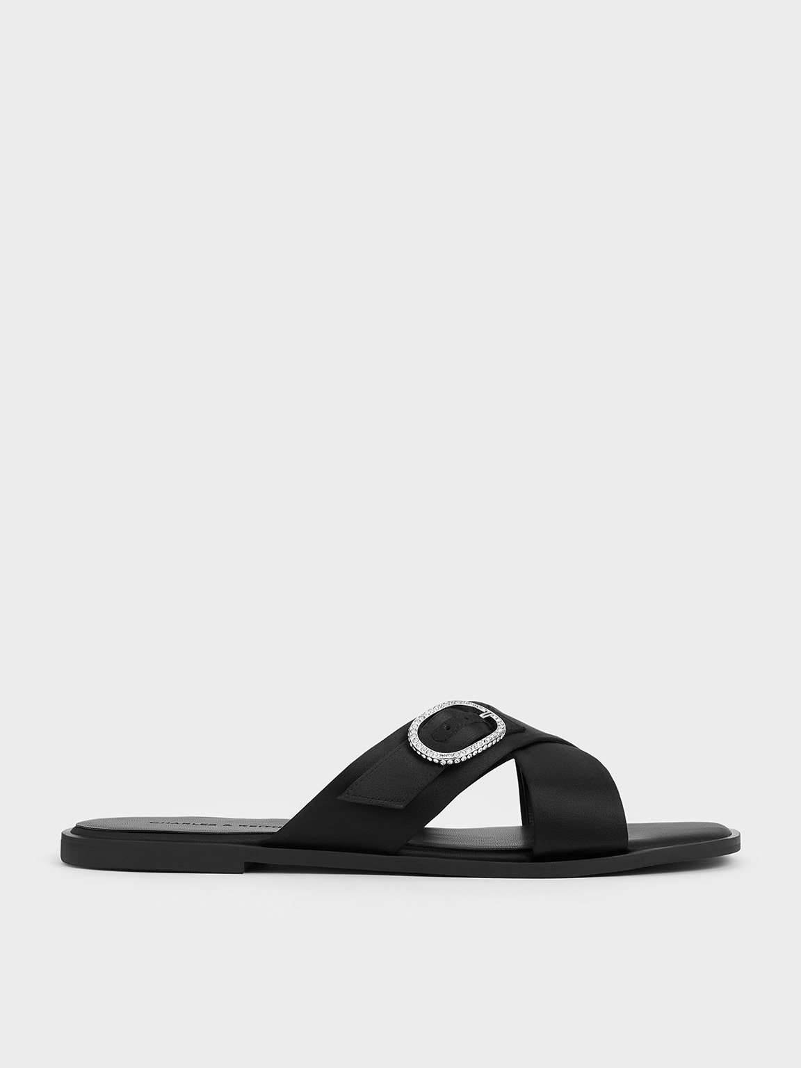 Charles & Keith - Recycled Polyester Crystal-Buckle Crossover-Strap Sandals