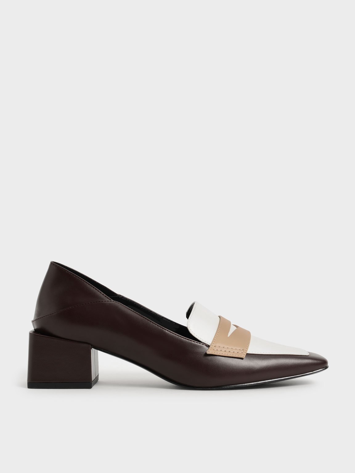 

Block Heel Penny Loafers, Multi